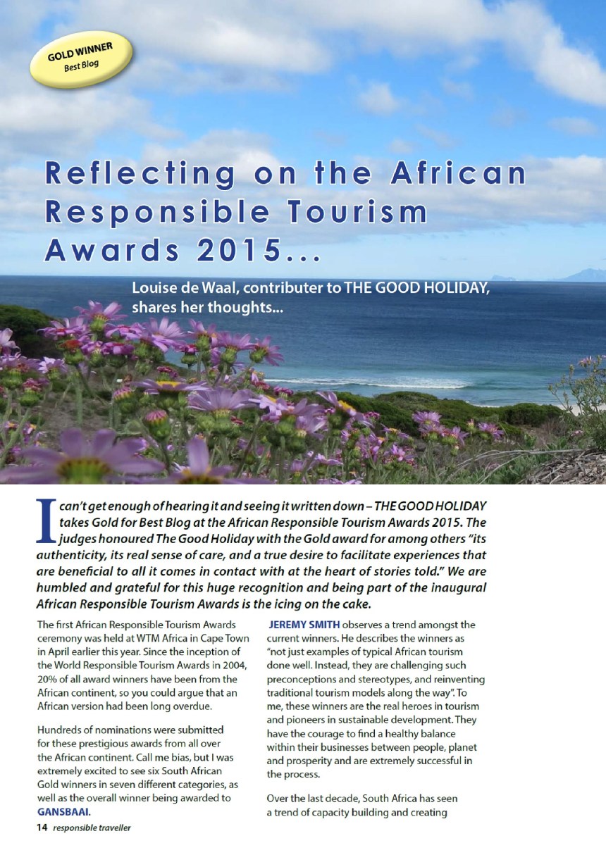 Reflections on the African Responsible Tourism Awards 2015