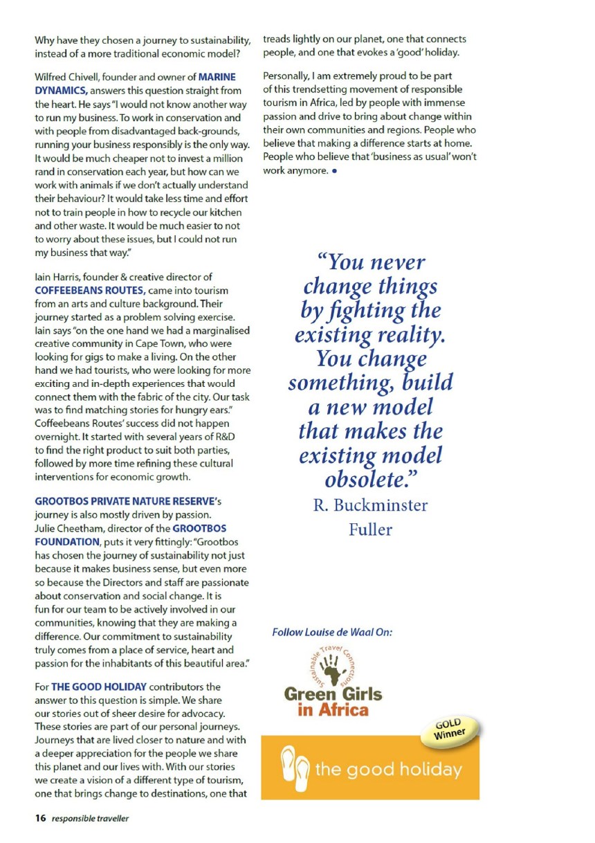 Reflections on the African Responsible Tourism Awards 2015