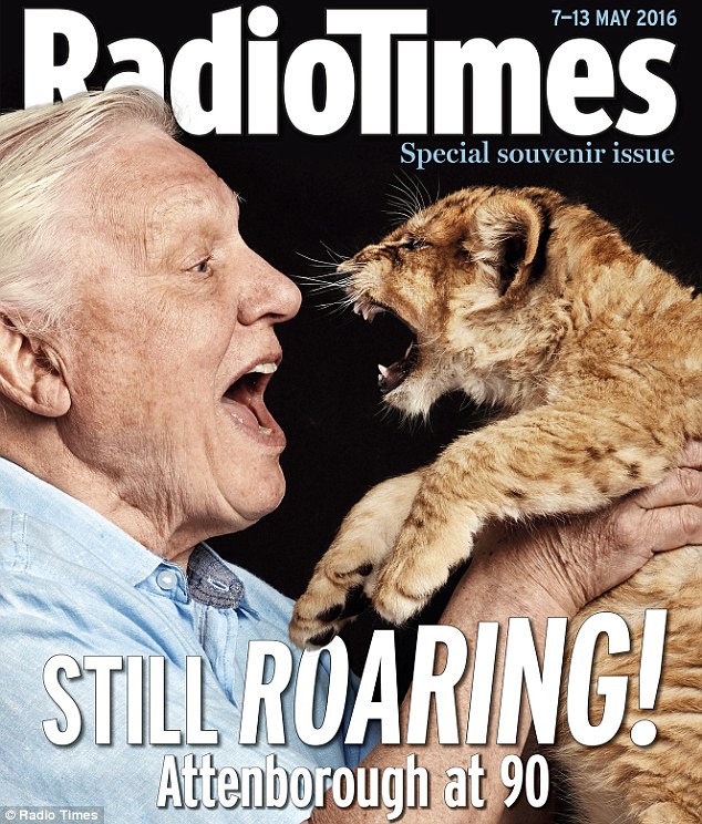 Sir David Attenborough on the front of the Radio Times in celebration of his 60th birthday
